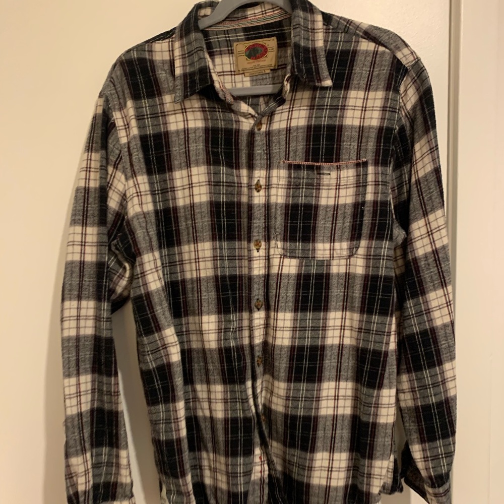 Boston Traders Mens Flannel Shirt Jacket Large Plaid Navy Blue